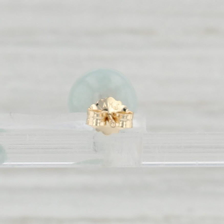 Light Gray Light Green Jadeite Jade Bead Stud Earrings 14k Gold Pierced Studs