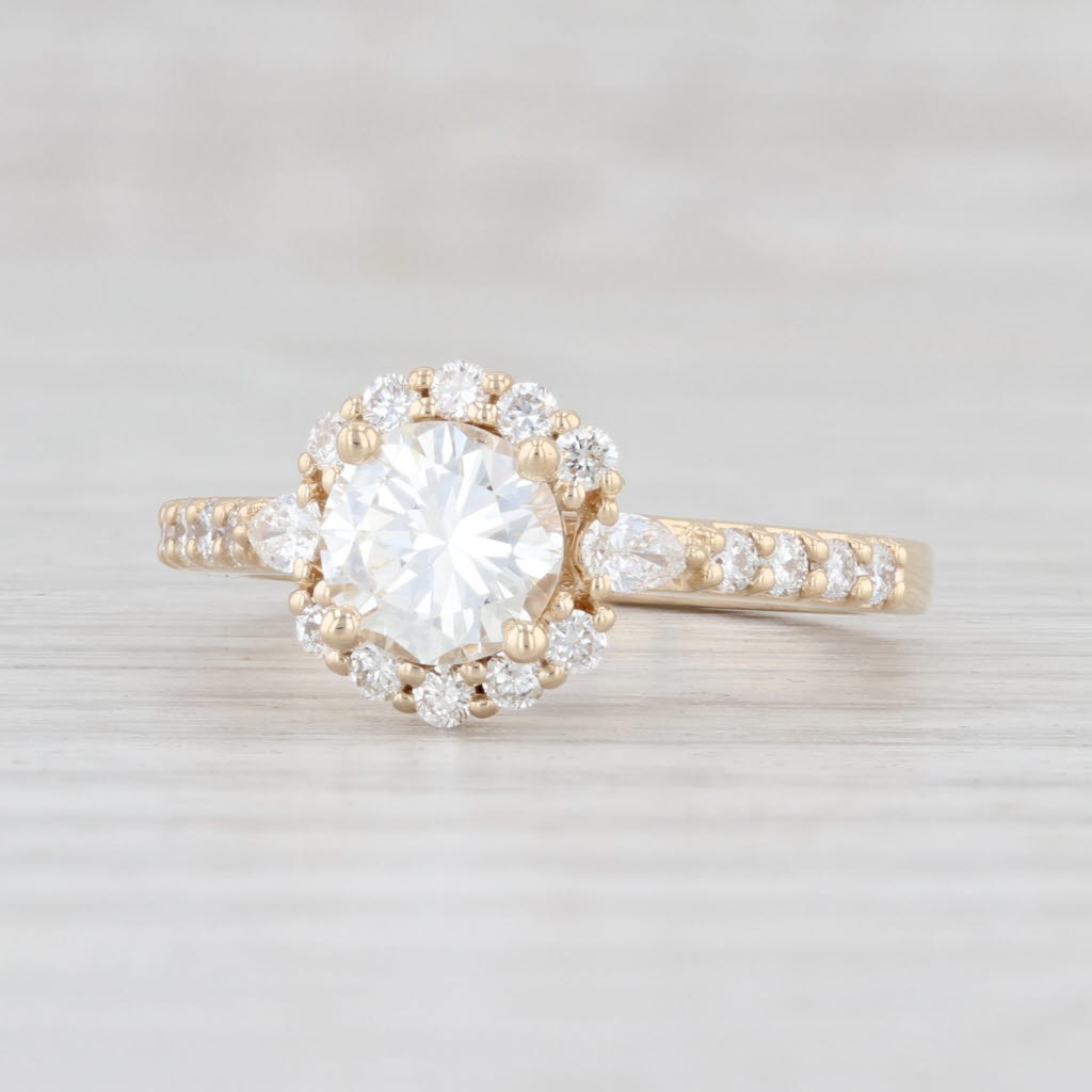 Light Gray New 1.47ctw Round Diamond Halo Engagement Ring 14k Yellow Gold GIA VVS2 Sz 6.75