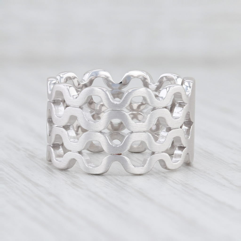 Light Gray New Bastian Inverun Cut Out Ring Sterling Silver 12862 Statement Band Size 9