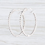 Lavender New 1.97ctw Diamond InsideOut Hoop Earrings 14k White Gold Pierced Oval Hoops