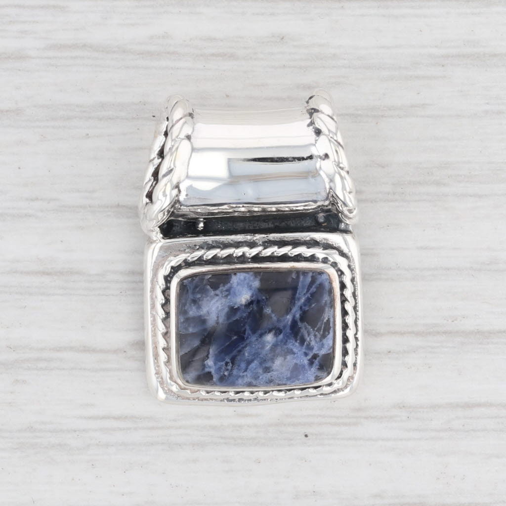 Light Gray New Blue Sodalite Pendant 925 Sterling Silver Solitaire B12764
