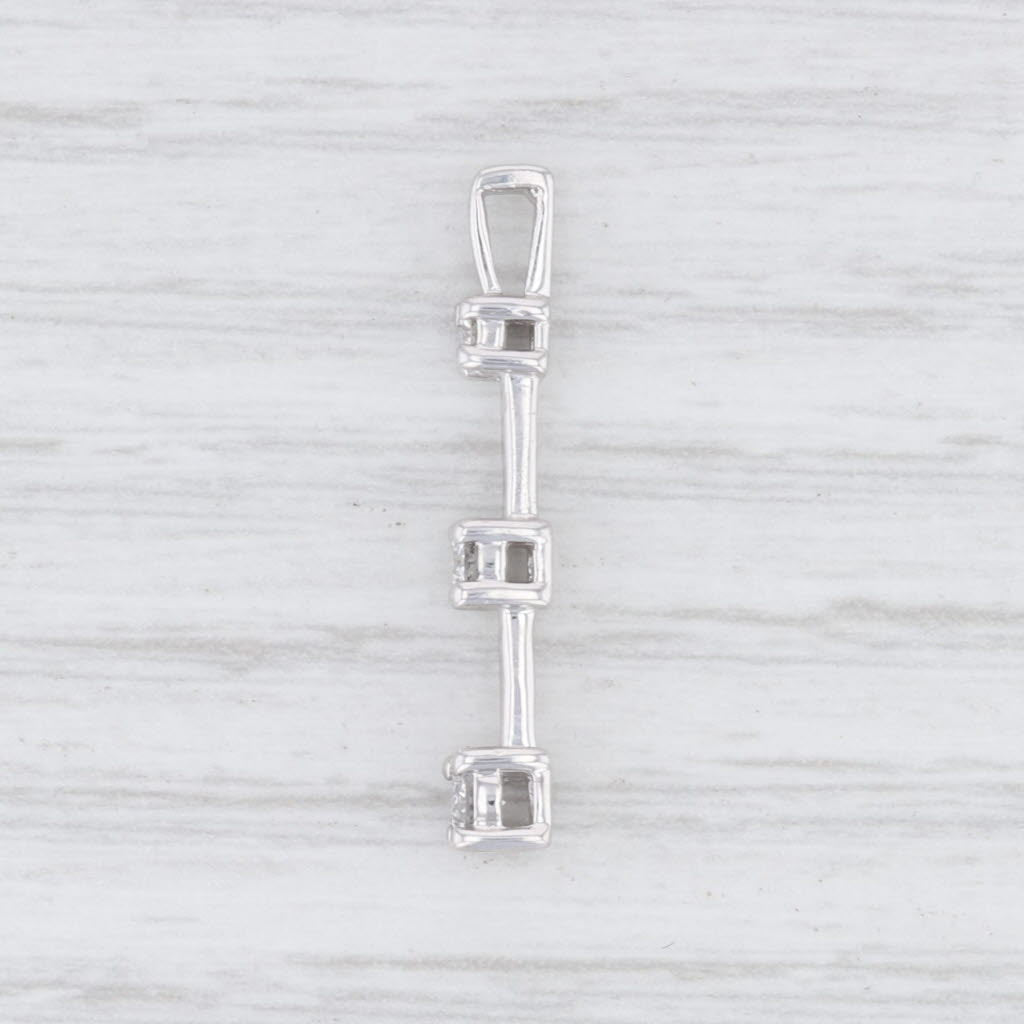 Light Gray 0.23ctw Diamond Journey Pendant 14k White Gold 3-Stone Drop