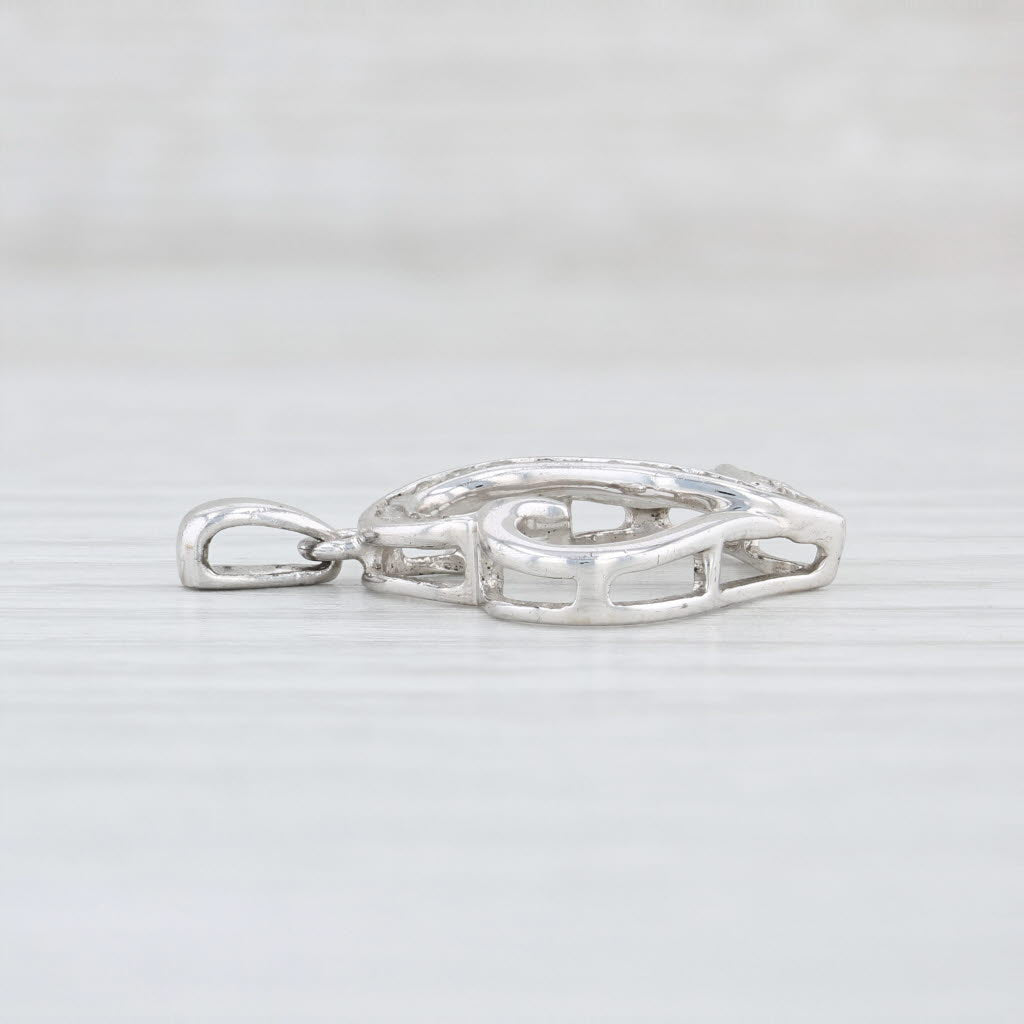 Light Gray 2 Hearts Diamond Pendant Sterling Silver 925