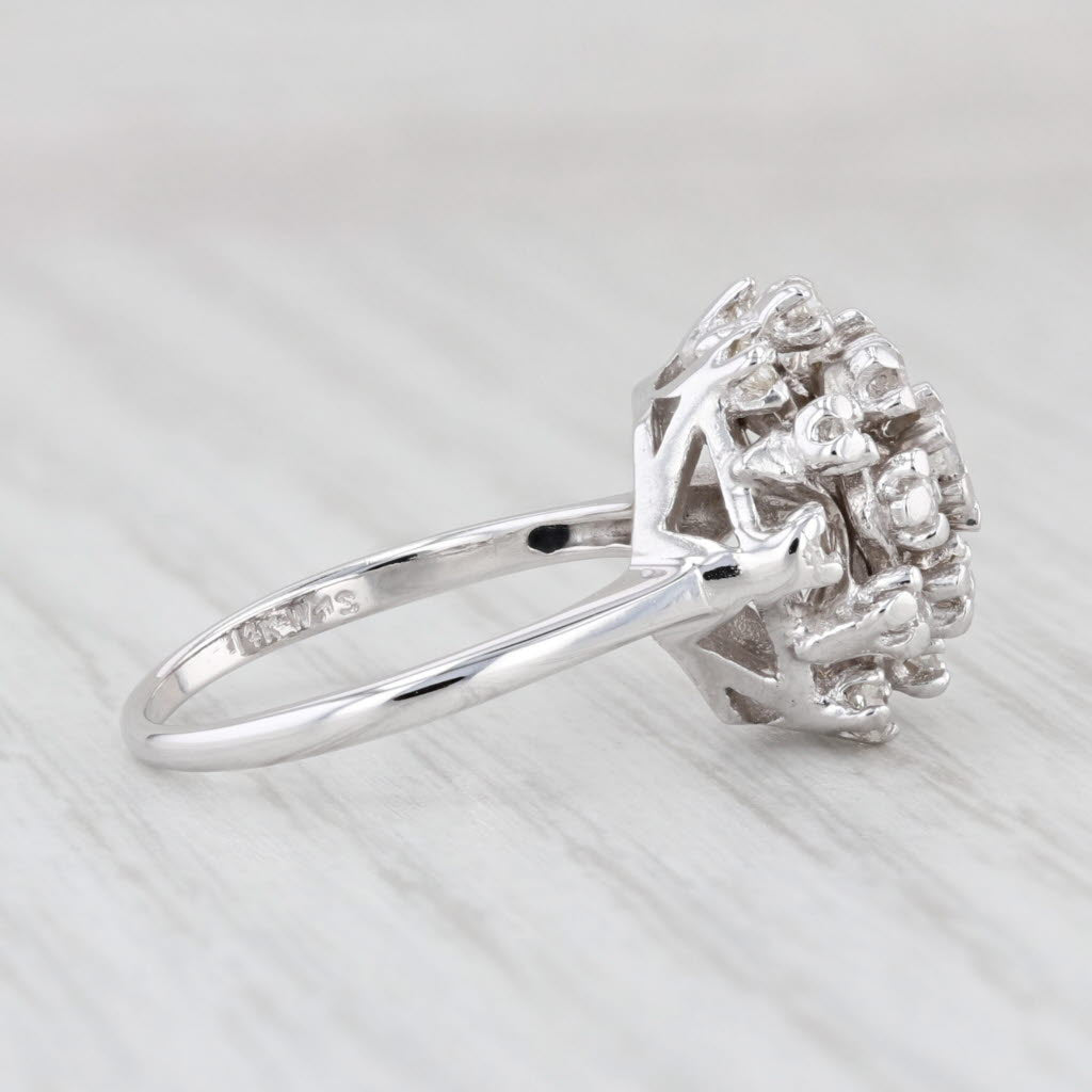 Light Gray Vintage 0.37ctw Diamond Cluster Ring 14k White Gold Size 6.5 Engagement