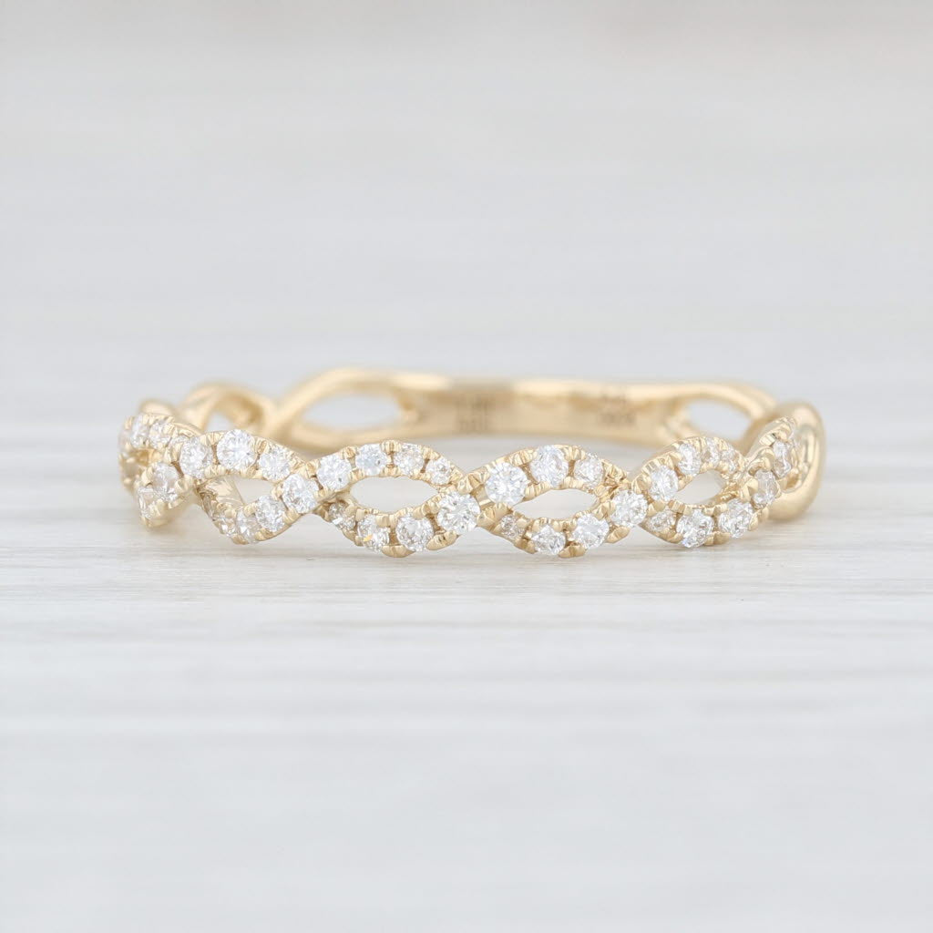 Light Gray New 0.25ctw Diamond Weave Stackable Ring 14k Yellow Gold Size 7.25 Wedding Band