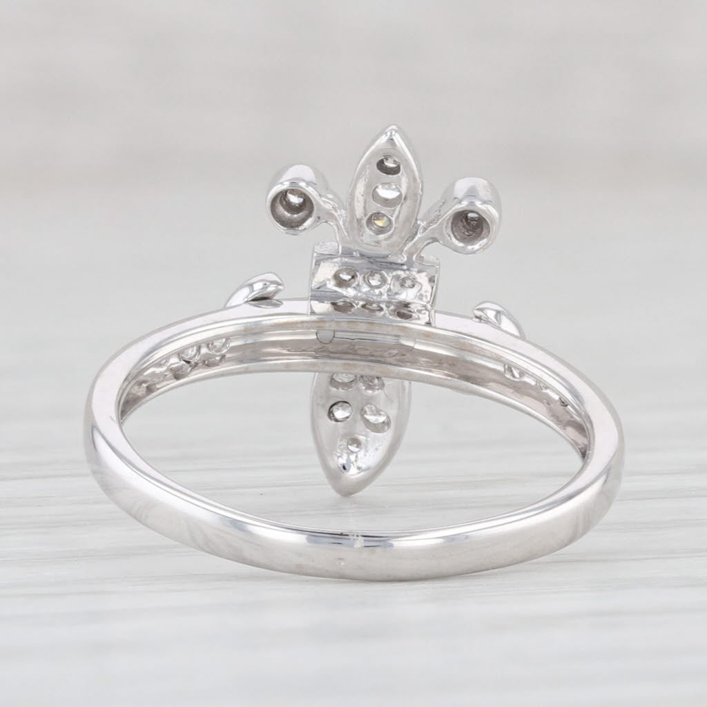 Light Gray 0.14ctw Diamond Fleur De Lis Ring 14k White Gold Size 5.25