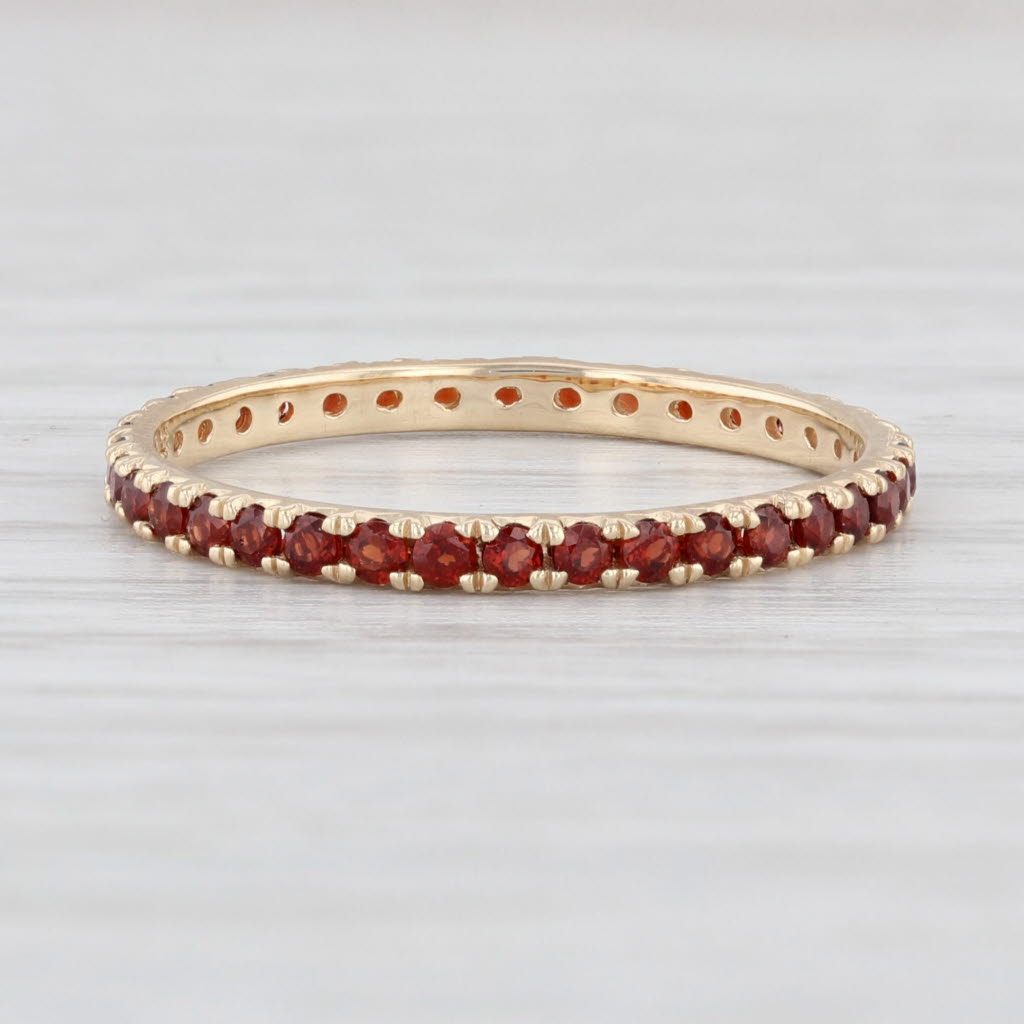 Light Gray New 0.98 Red Garnet Eternity Band 14k Yellow Gold Stackable Ring Size 6.75
