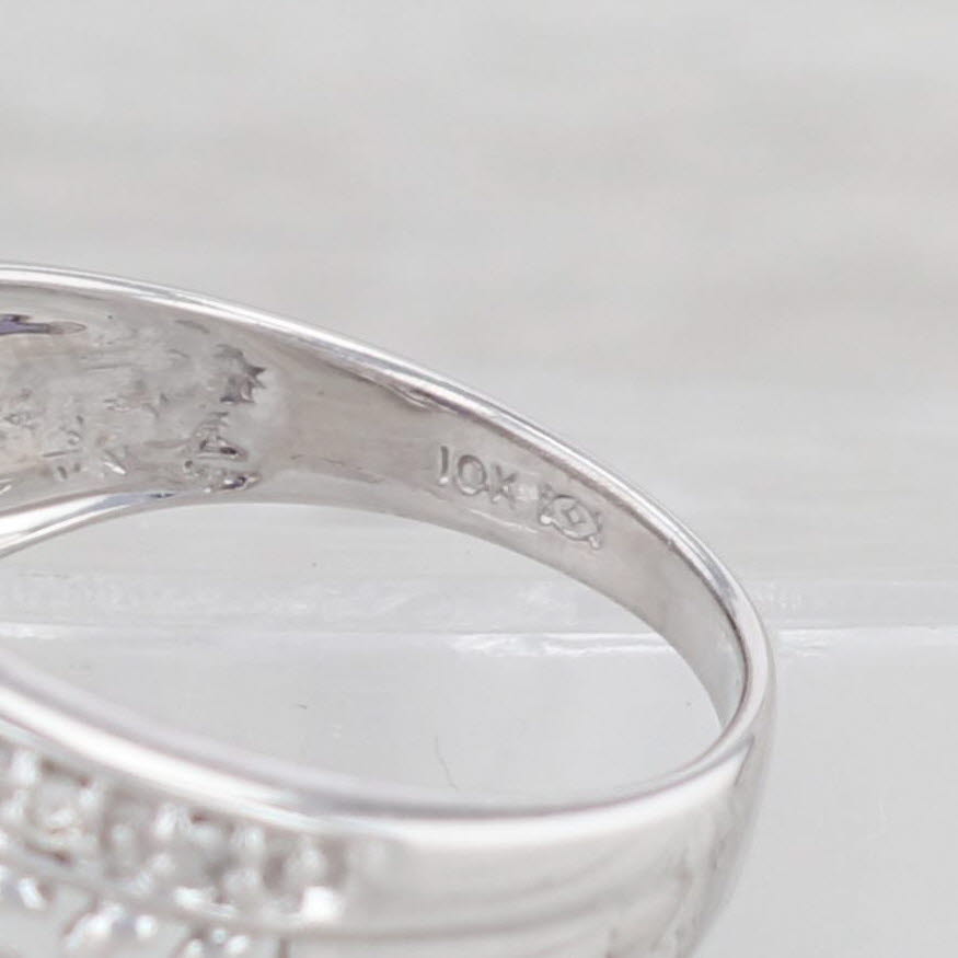 Light Gray 0.60ctw Oval Iolite Diamond Ring 10k White Gold Size 6.75-7