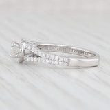 Light Gray 0.79ctw Round Diamond Halo Engagement Ring 14k White Gold Cathedral Band Sz 6.5