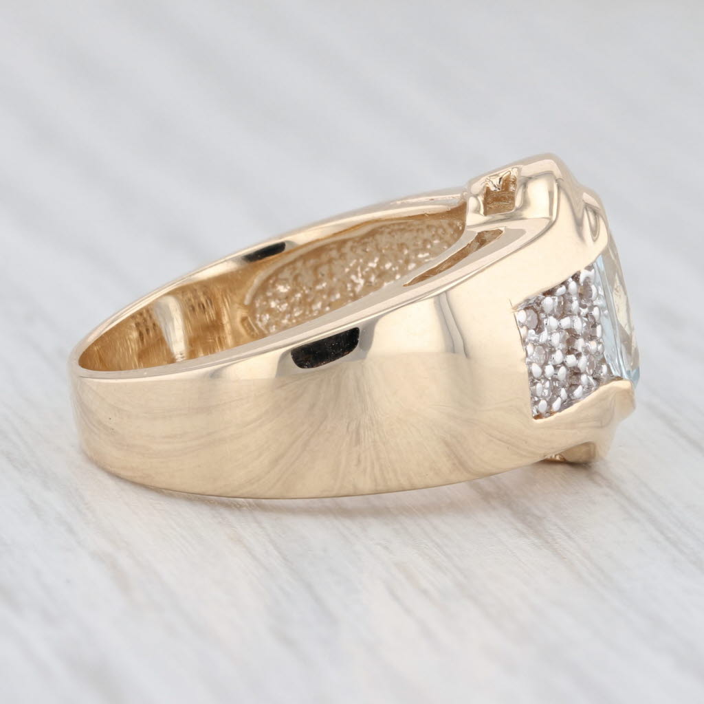 Light Gray 1.90ctw Oval Aquamarine Diamond Ring 14k Yellow Gold Size 7.75