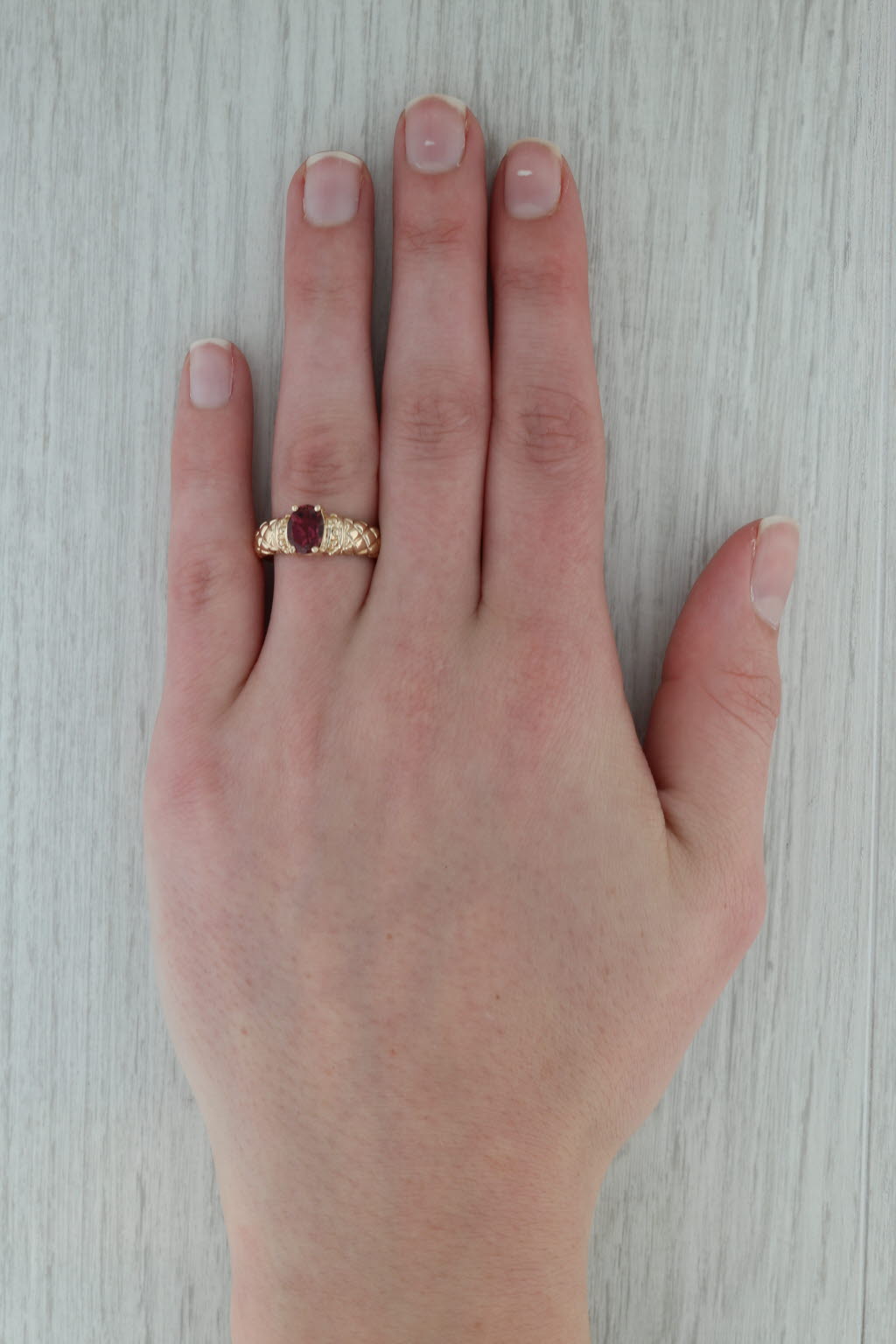 Dark Gray 1.256ct Rubellite Tourmaline Oval Solitaire Ring 14k Yellow Gold Size 8