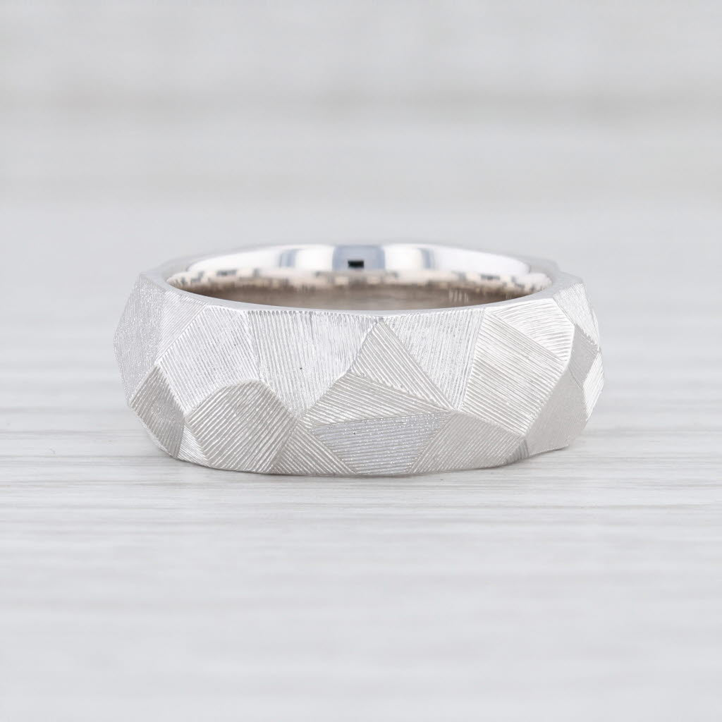 Light Gray New Bastian Inverun Ring Sterling Silver Catherine Niegel Faceted Band Sz 58 8.5