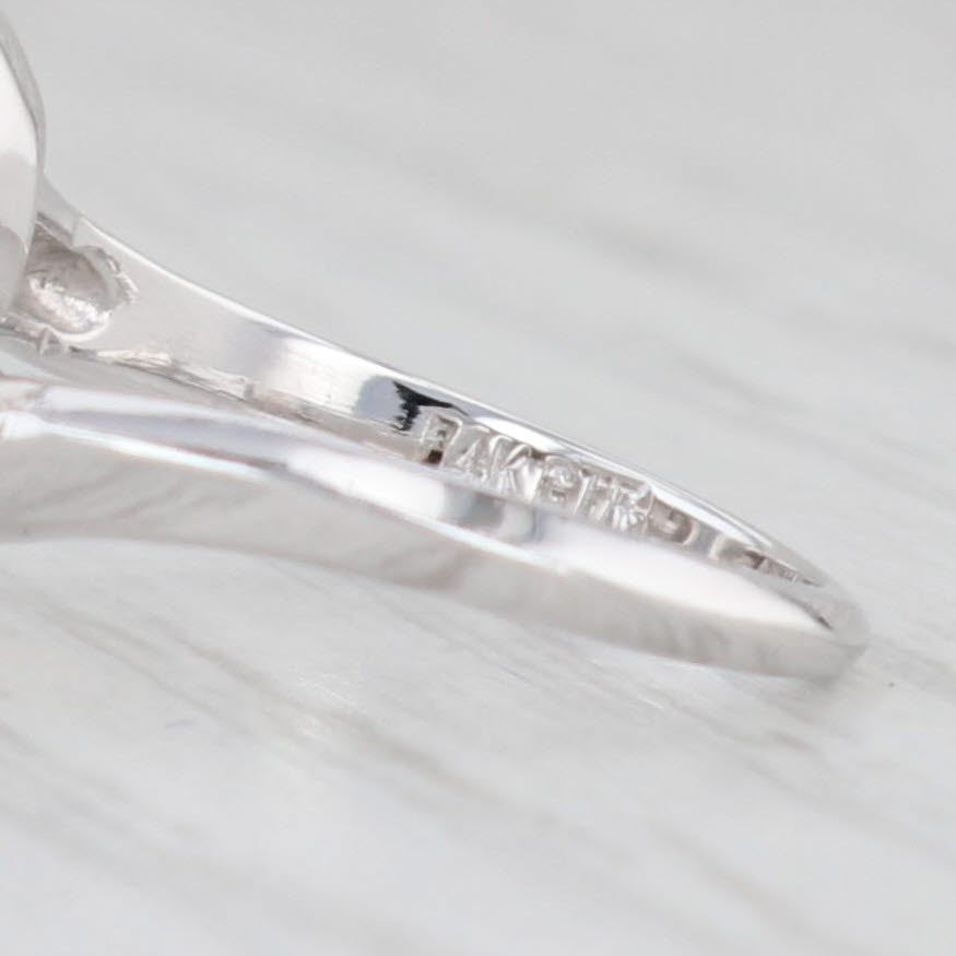 Light Gray Cultured Pearl Hematite Bypass Ring 14k White Gold Diamond Accents Size 3.5