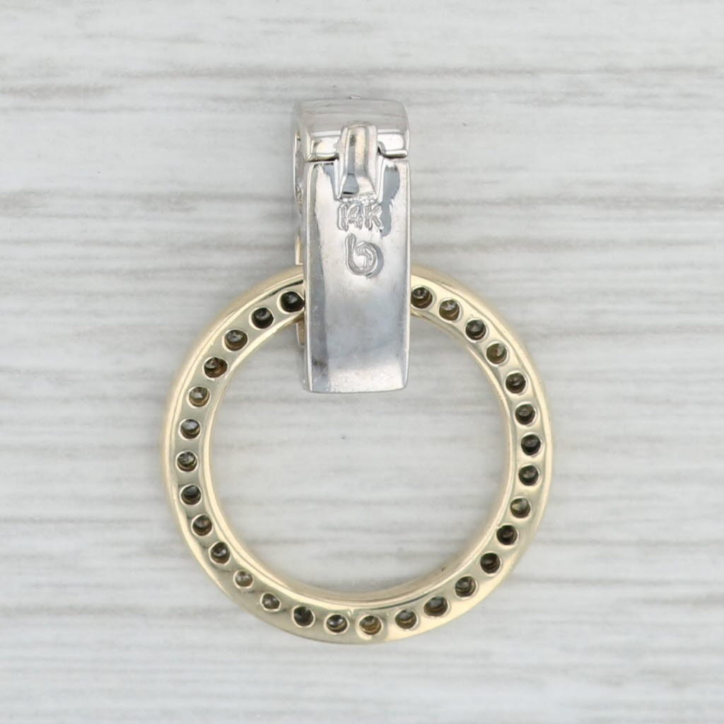 Light Gray 0.34ctw Diamond Eternity Circle Enhancer Pendant 14k Gold Floating Drop