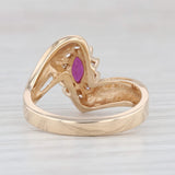 Light Gray 0.48ctw Marquise Ruby Diamond Halo Bypass Ring 14k Yellow Gold Size 6.5