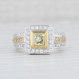Light Gray 1.43ctw Yellow & White Diamond Halo Ring 22k 18k Gold Size 7.75Cocktail