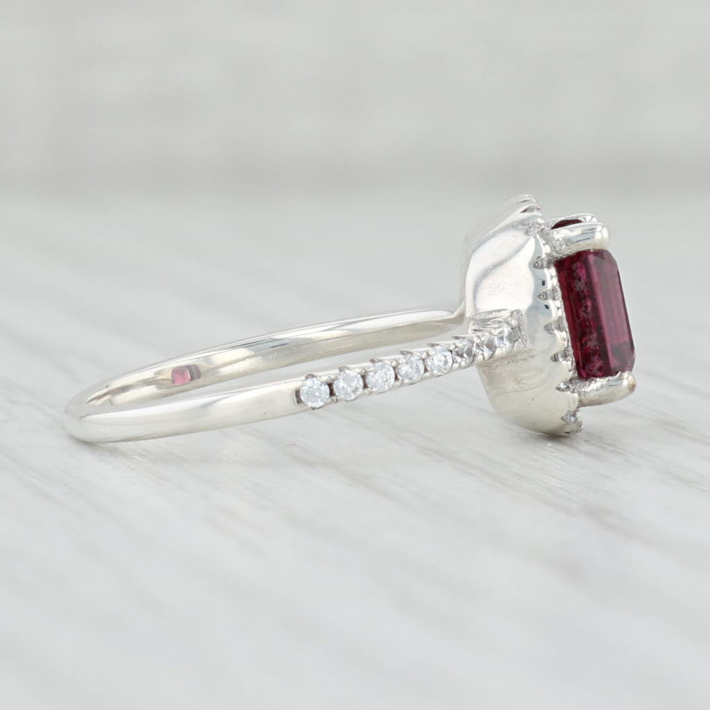 Light Gray 2.56ctw Rhodolite Garnet Diamond Halo Ring 950 Platinum Size 6.5