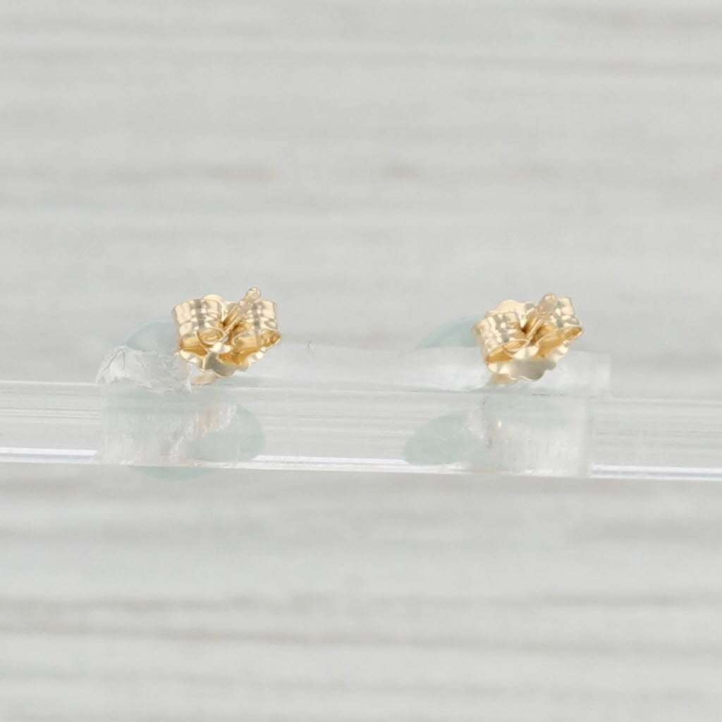 Light Gray Light Green Jadeite Jade Bead Stud Earrings 14k Gold Pierced Studs