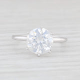 Light Gray 2.50ct Moissanite Engagement Ring 18k White Gold Round Solitaire Size 6.75