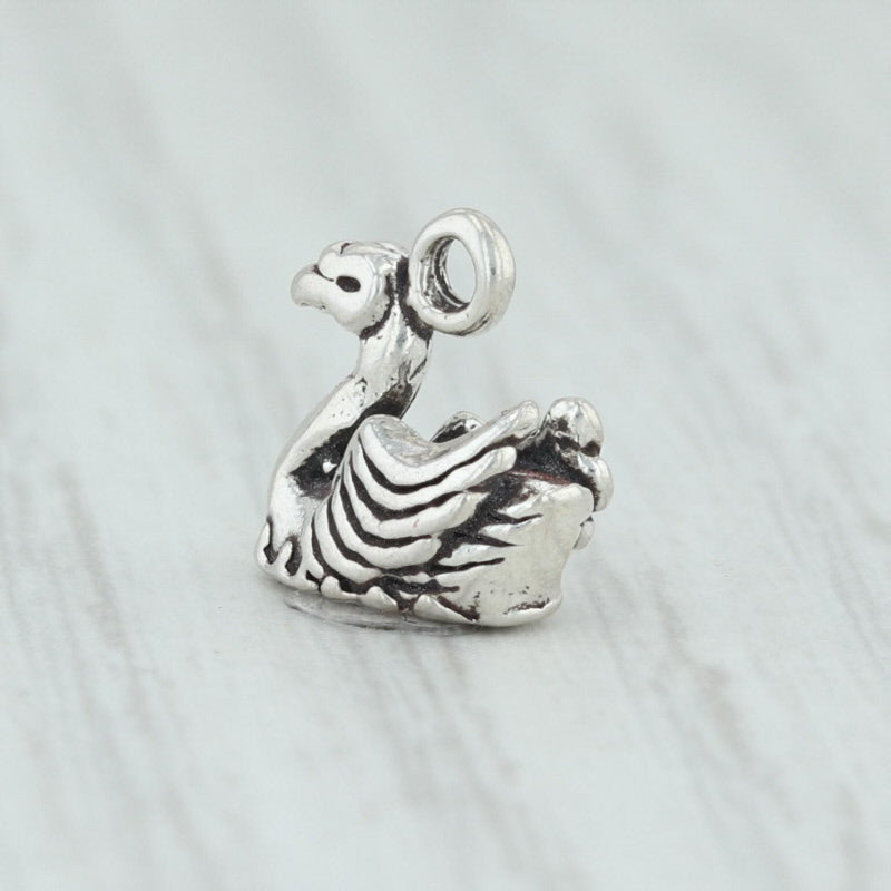 Light Gray 12 Days of Christmas Swan Swimming Sterling Silver 925 Holiday 3D
