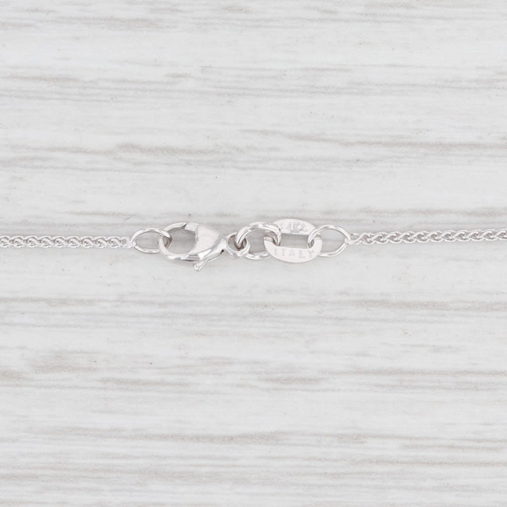 Light Gray New Spiga Wheat Chain Necklace 14k White Gold 16" 0.9mm Lobster Clasp