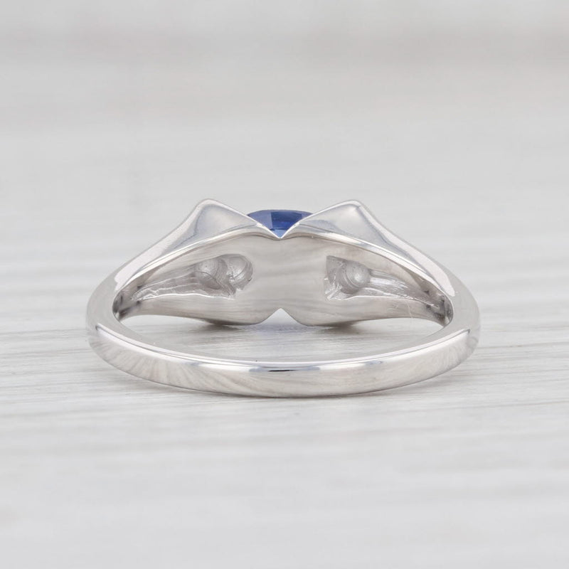 Light Gray 1.38ctw Sapphire Diamond Ring 14k White Gold Size 7 Oval Solitaire