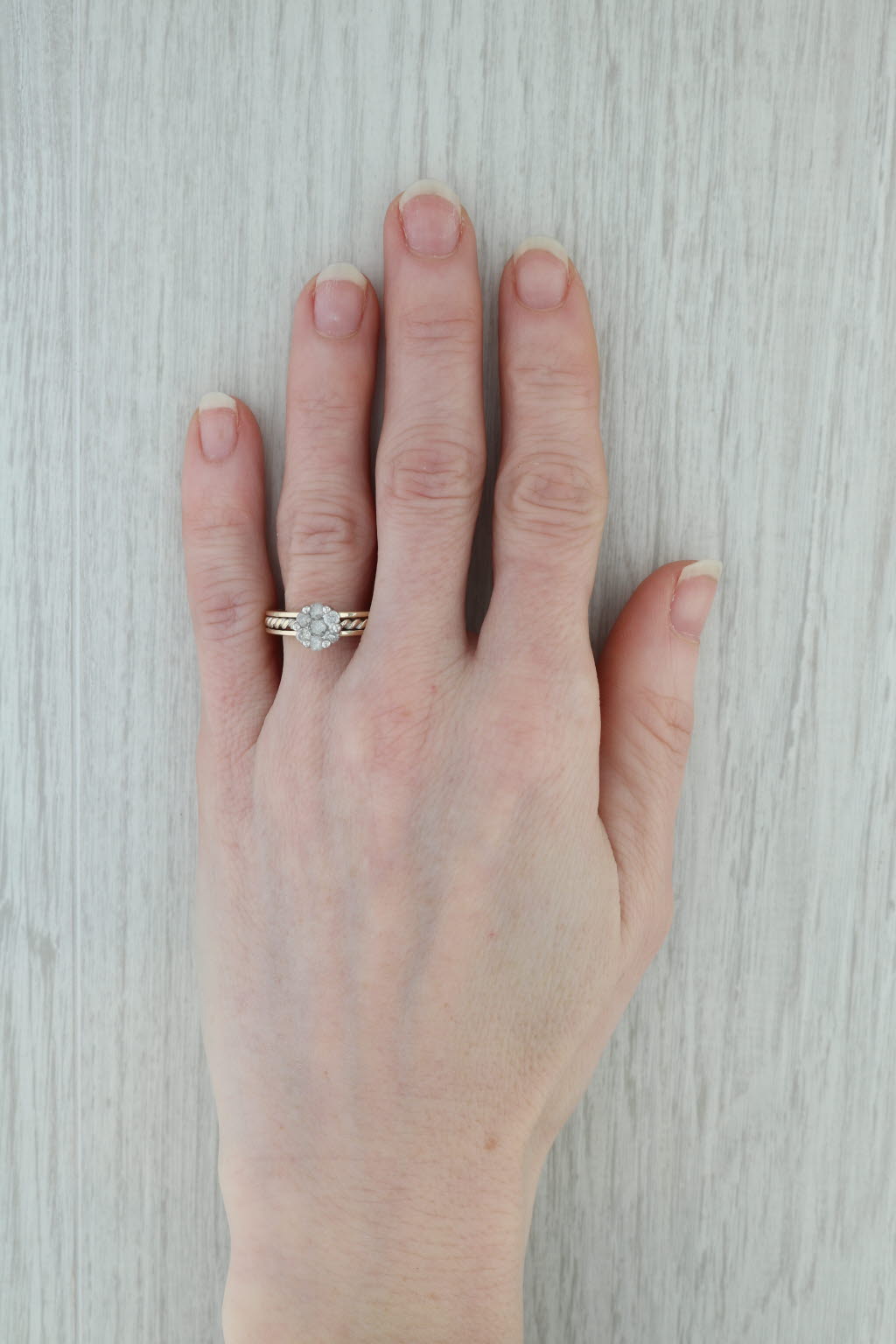 Gray Vintage 0.47ctw Diamond Cluster Engagement Ring 10k Yellow Gold Size 7.75