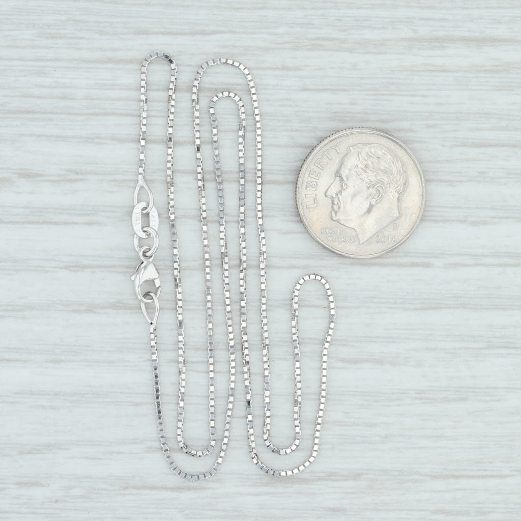 Light Gray New Octava Box Chain Necklace 14k White Gold 16" 0.7mm
