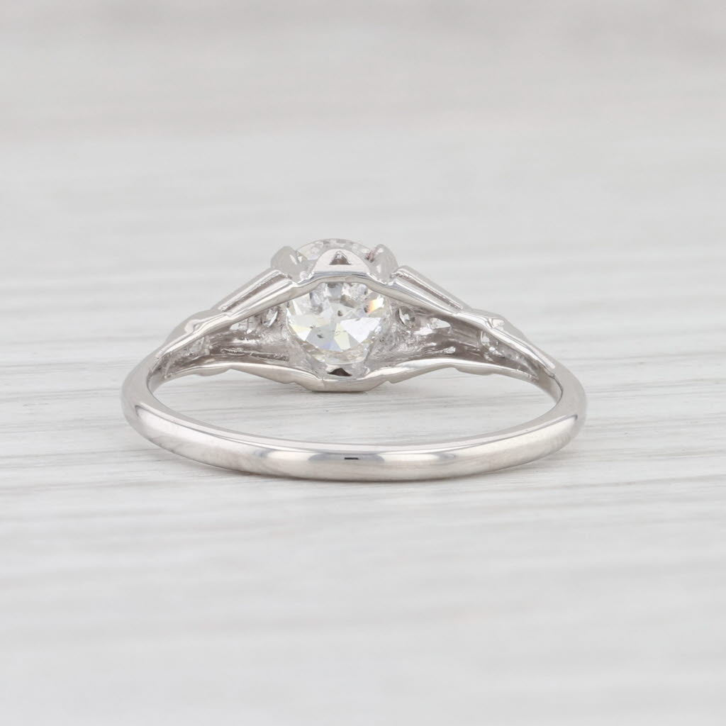 Light Gray 0.76ctw Diamond Art Deco Engagement Ring Platinum Size 6.75 Old European