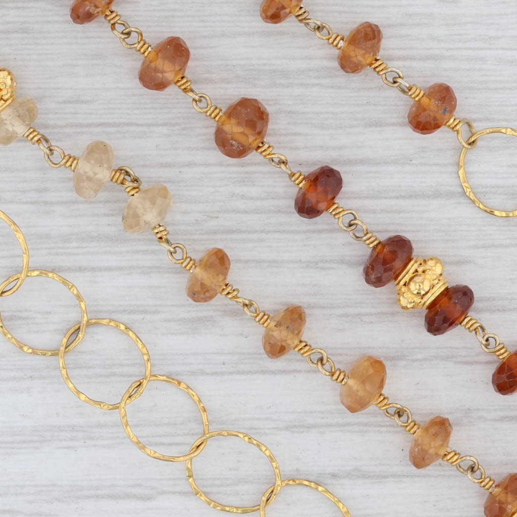 Light Gray New Nina Nguyen Orange Garnet Bead Necklace Adjustable Sterling Gold Vermeil