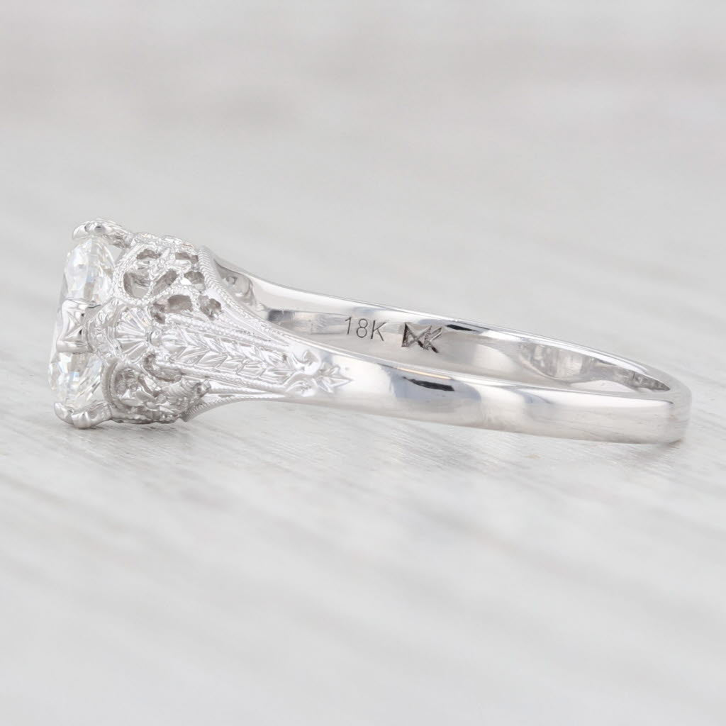 Light Gray New 0.67ct VS1 Oval Solitaire Diamond Filigree Engagement Ring 18k Gold GIA