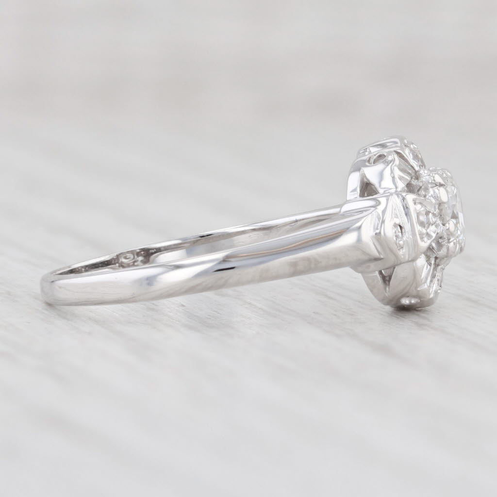 Light Gray Vintage 0.51ct Diamond Engagement Ring 14k White Gold Size 7.75