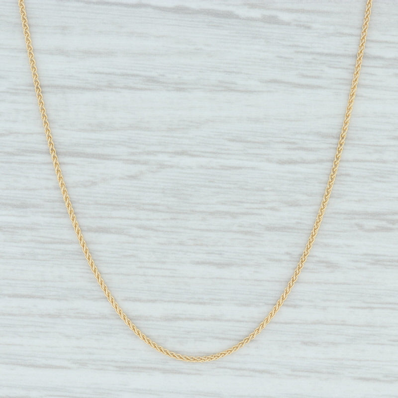 Light Gray New Spiga Wheat Chain Necklace 18k Yellow Gold 22" 0.9mm Italian Lobster Clasp