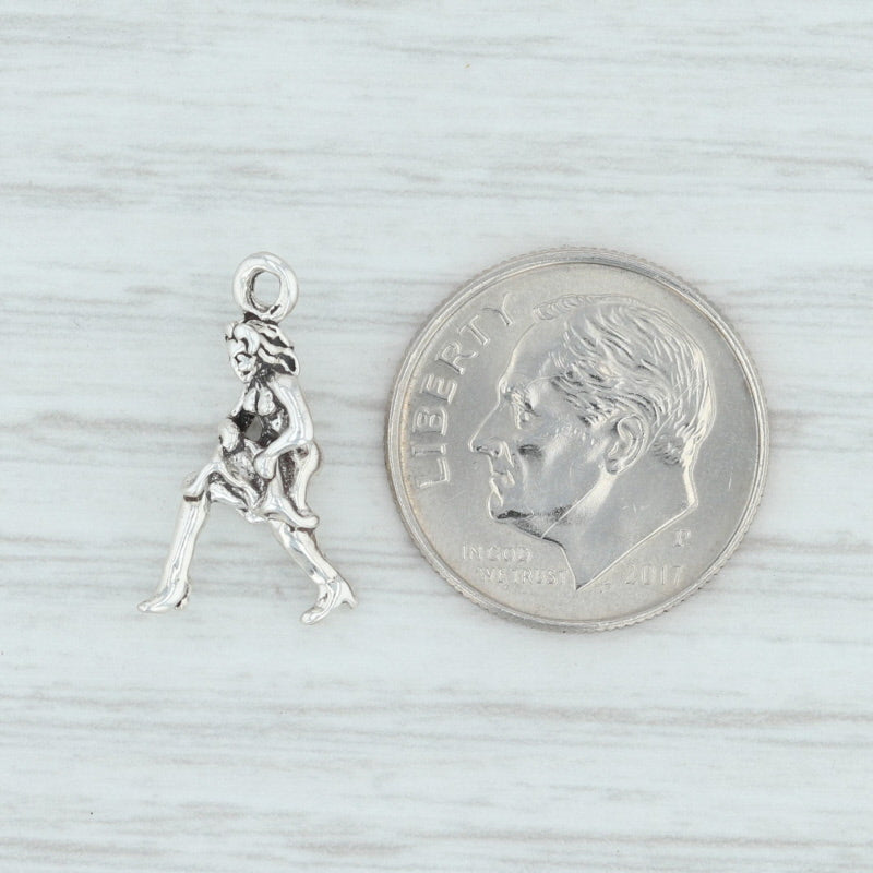 Light Gray 12 Days of Christmas Dancing Lady Charm Sterling Silver Figural Ladies Dancing