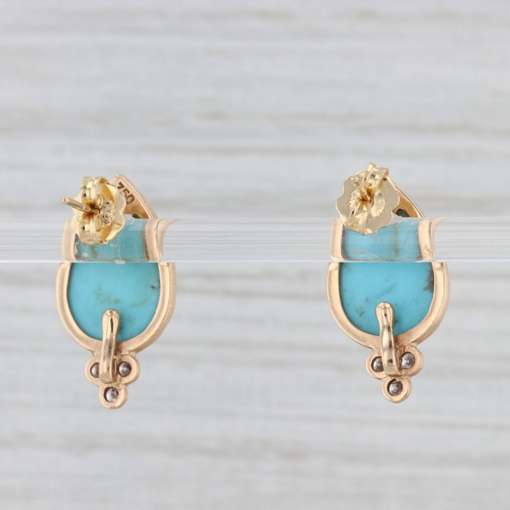Light Gray New Nina Nguyen Turquoise Diamond Teardrop Earrings 18k Yellow Gold Pierced