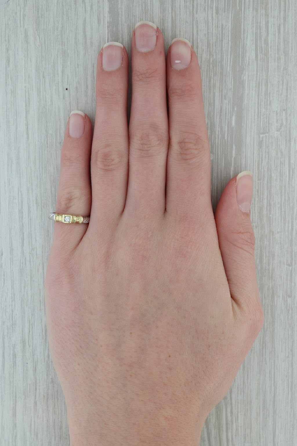 Dark Gray 0.12ctw Princess Solitaire Diamond Ring 18k Yellow White Gold Sz 5.75 Engagement