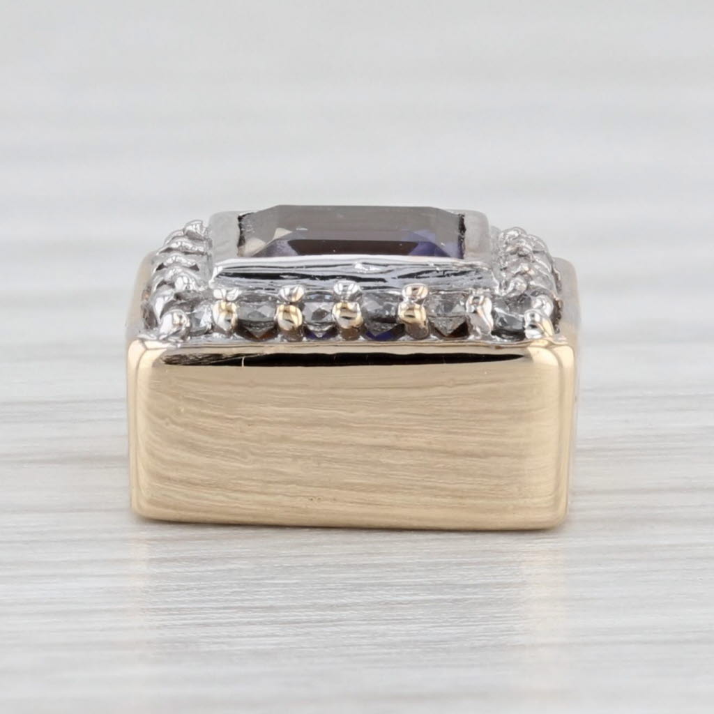 Light Gray 1.20ctw Iolite Diamond Halo Slide Charm 14k Yellow Gold Richard Klein Vintage