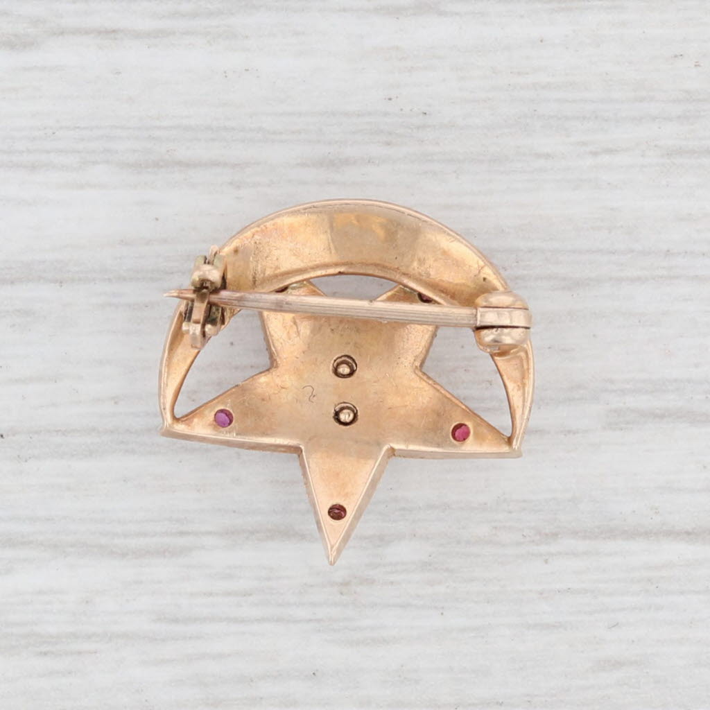 Light Gray Kappa Sigma Fraternity Badge 10k Gold Ruby Opal Garnet Greek Crescent Skull Pin