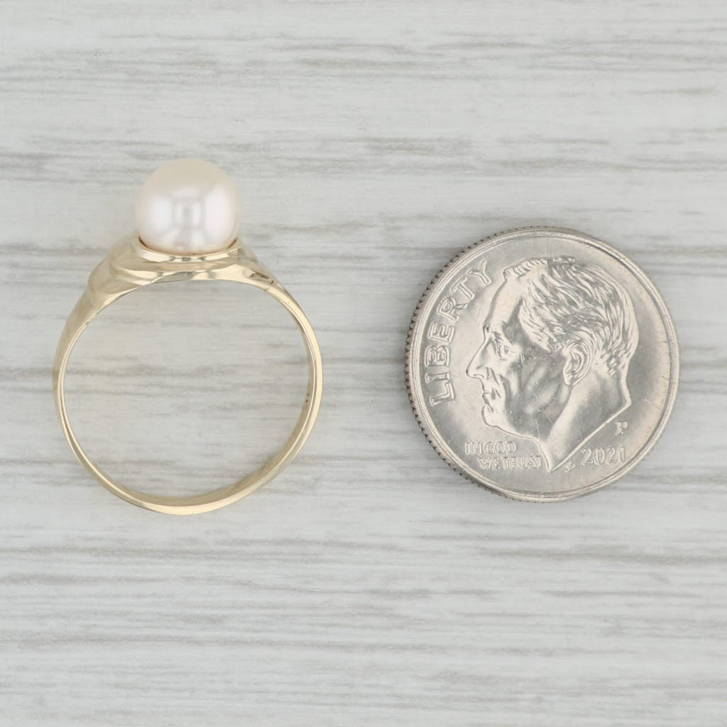 Gray Cultured Pearl Solitaire Ring 14k Yellow Gold Size 5