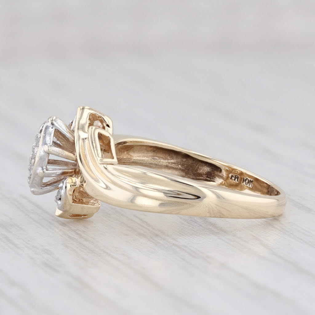 Light Gray Diamond Marquise Bypass Ring 10k Yellow Gold Size 7 Engagement