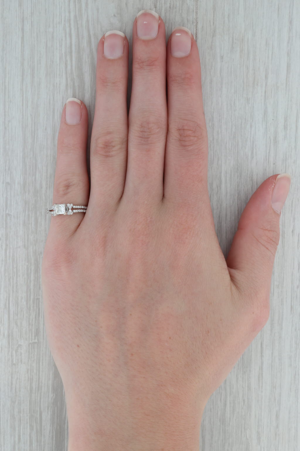 Dark Gray 0.61ctw Princess Diamond Engagement Ring 14k White Gold Size 4.75