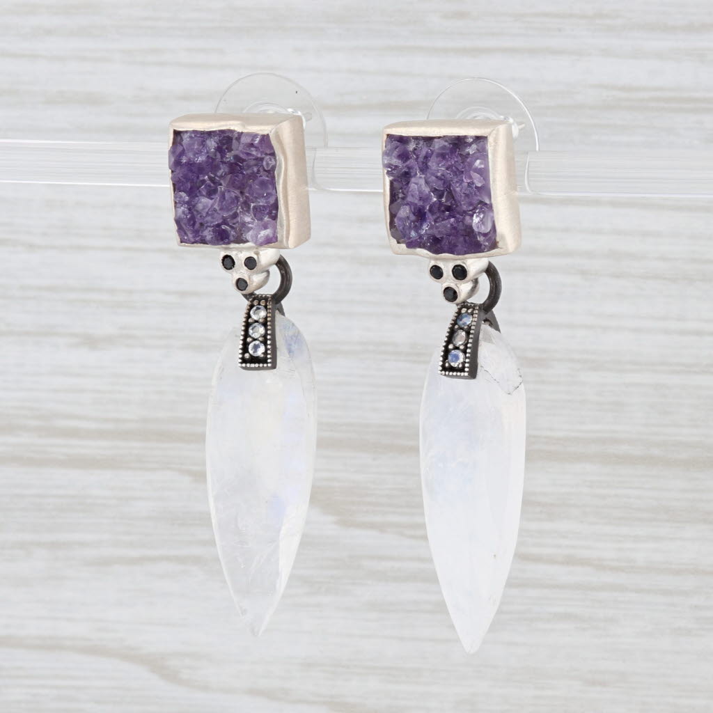 Light Gray New Nina Nguyen Amethyst Moonstone Dangle Earrings Sterling Silver Spinel