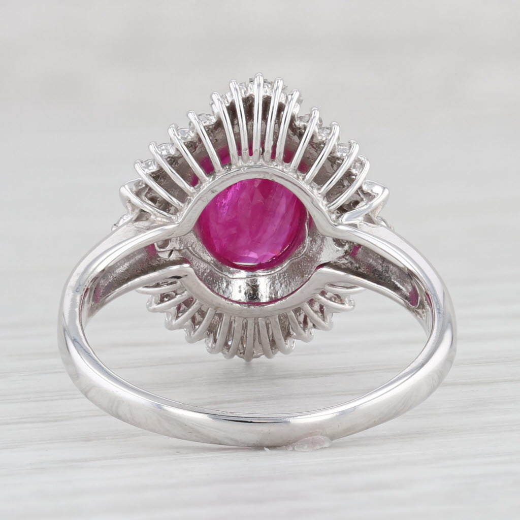 Light Gray 2.47ctw Oval Ruby Diamond Halo Ring 14k White Gold Size 8.75