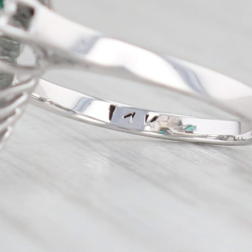 Light Gray 0.87ctw Lab Created Emerald Diamond Cluster Ring 14k White Gold Size 5 Cocktail