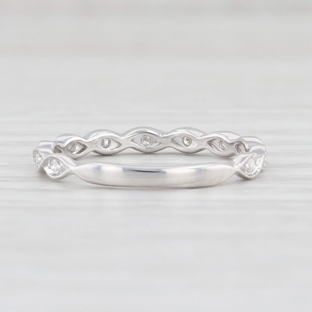 Light Gray New 0.10ctw Diamond Ring 14k White Gold Size 6.5 Stackable Wedding Band