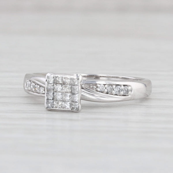 Light Gray 0.38ctw Princess Diamond Engagement Ring 10k White Gold Size 7.5