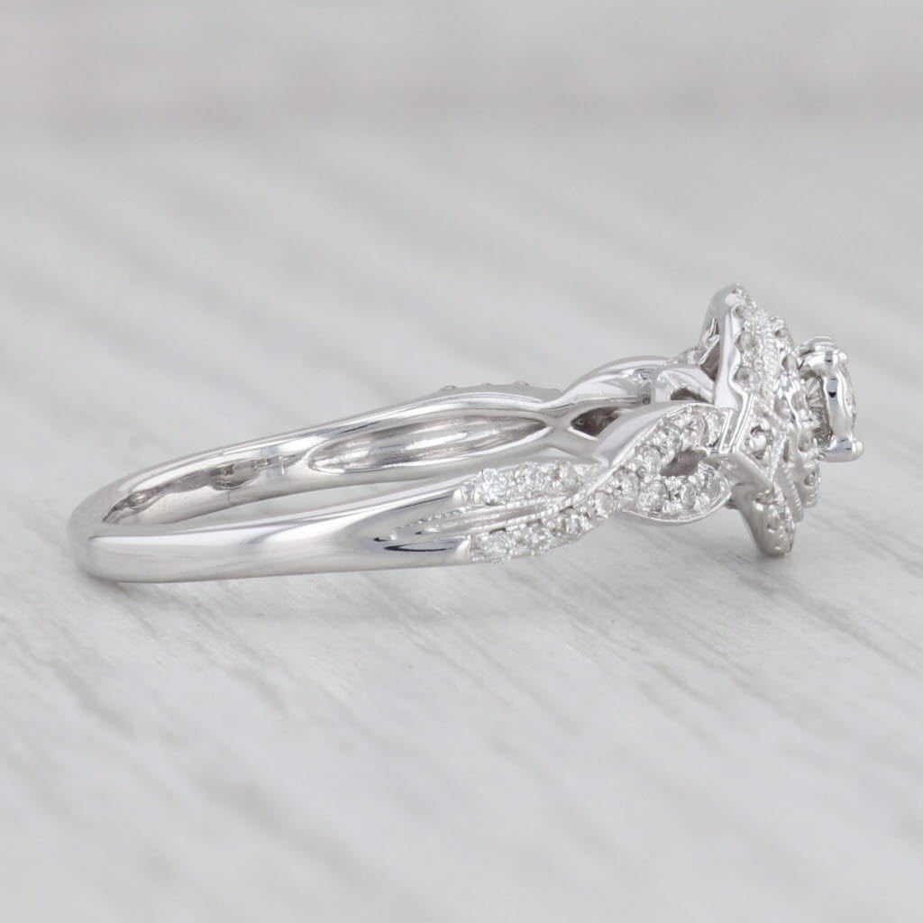 Gray 0.25ctw Round Diamond Halo Engagement Ring 14k White Gold Size 7.5