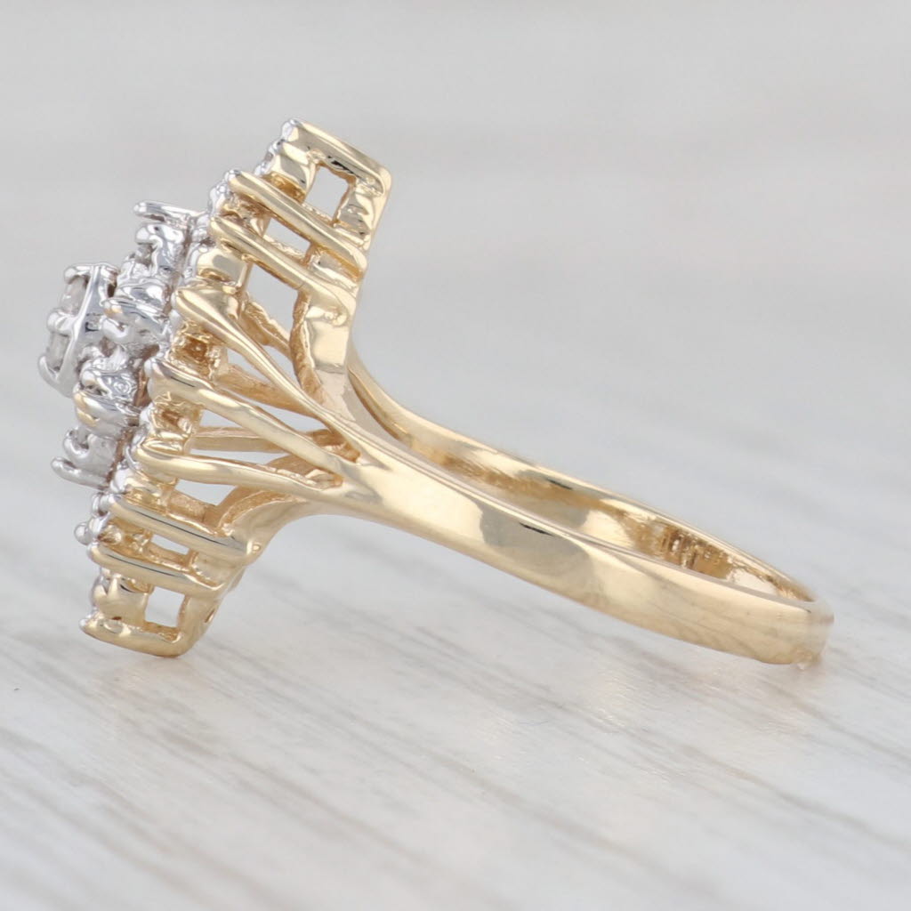 Light Gray 0.20ctw Diamond Cluster Ring 10k Yellow White Gold Size 7.75