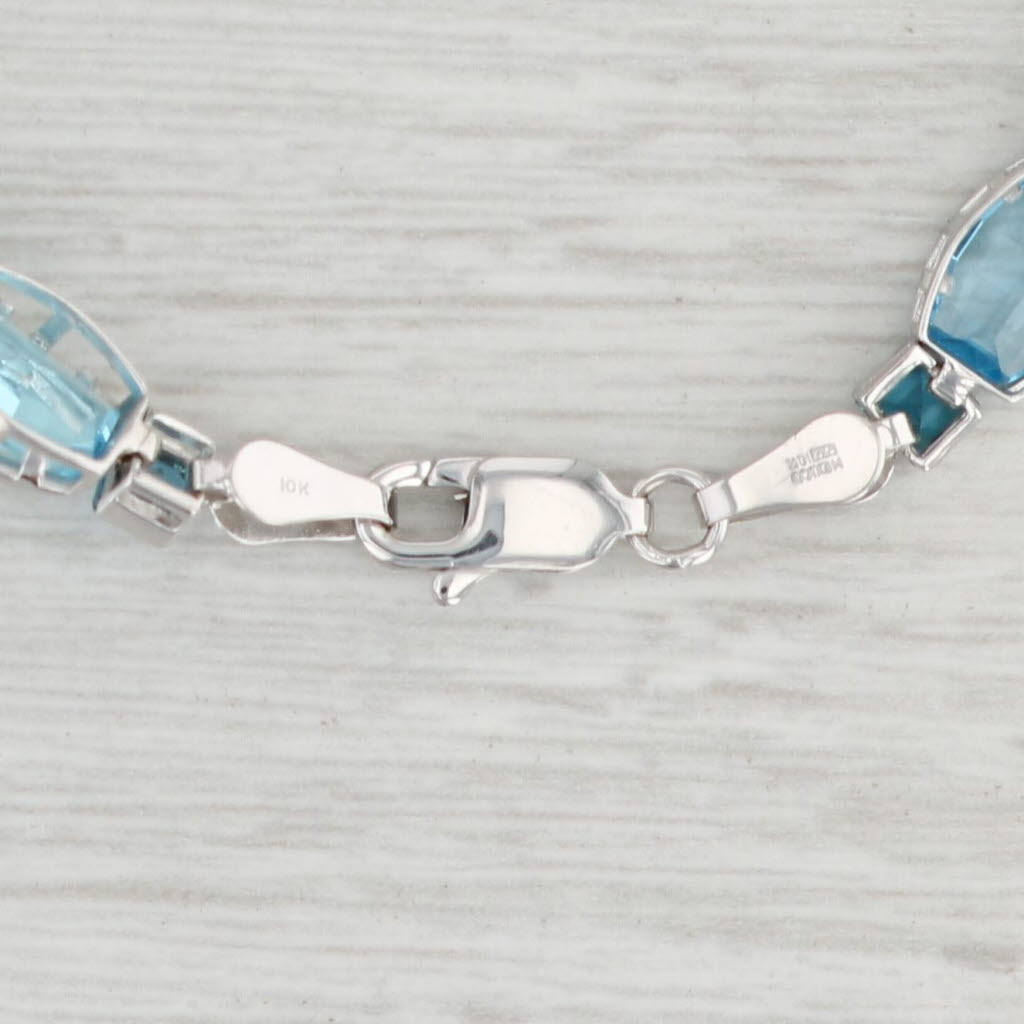 Light Gray New 15.80ctw Blue Topaz Tennis Bracelet 10k White Gold 6.75” 5.9mm