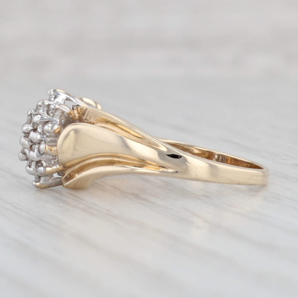 Light Gray 0.16ctw Diamond Cluster Ring 10k Yellow Gold Size 7 Engagement
